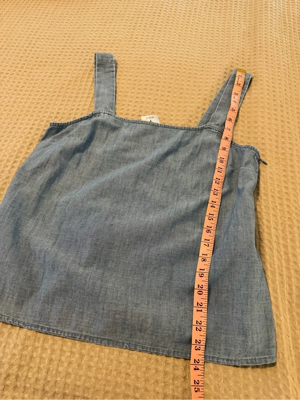 J. Crew Chambray Cotton Squareneck Tank Top  NEW Size Medium